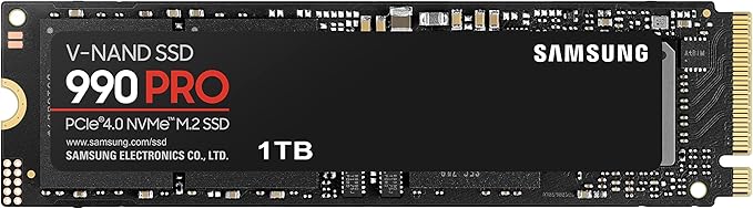 وسيط تخزين ذو حالة ثابتة SSD 990 برو من سامسونج بسعة 1تيرابايت - (MZ-V9P1T0BW)