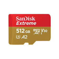 بطاقة سانديسك Extreme microSD UHS I بسعة 512 جيجابايت لتصوير فيديو بدقة 4K