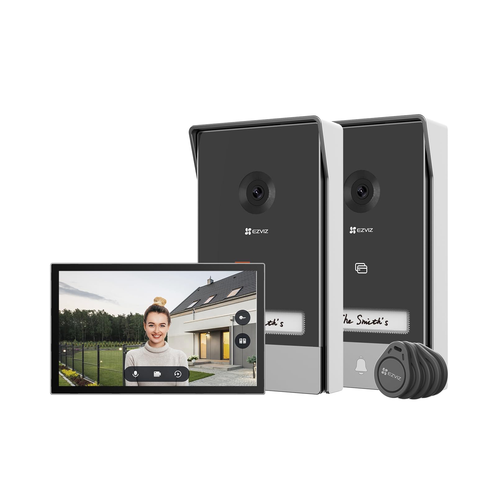طقم نظام EZVIZ HP7 ثنائي المدخلات للمنزل الذكي مع نظام اتصال مرئي للباب