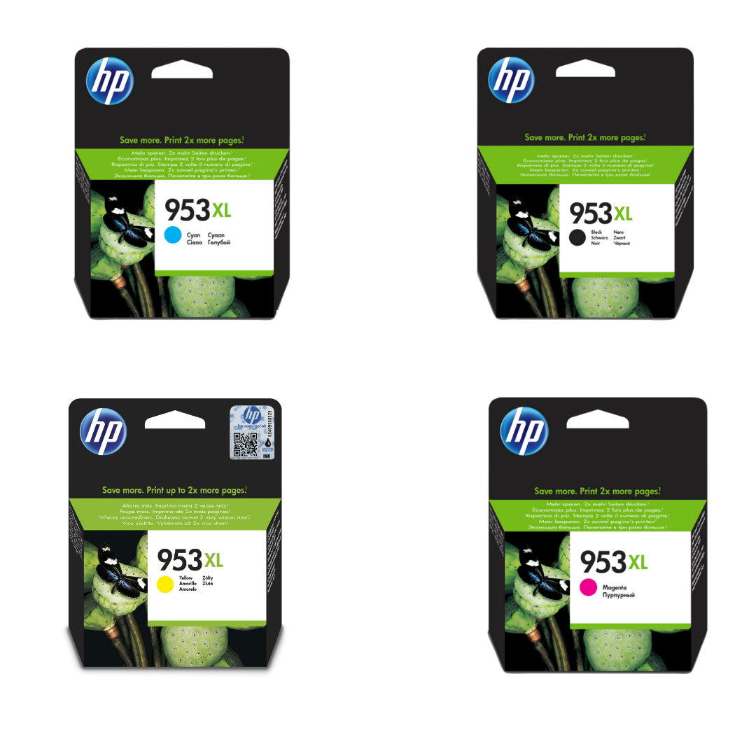 اتش بي 953XL مجموعة خراطيش طباعة حبر أصلية (4 قطع متعدد الألوان)
