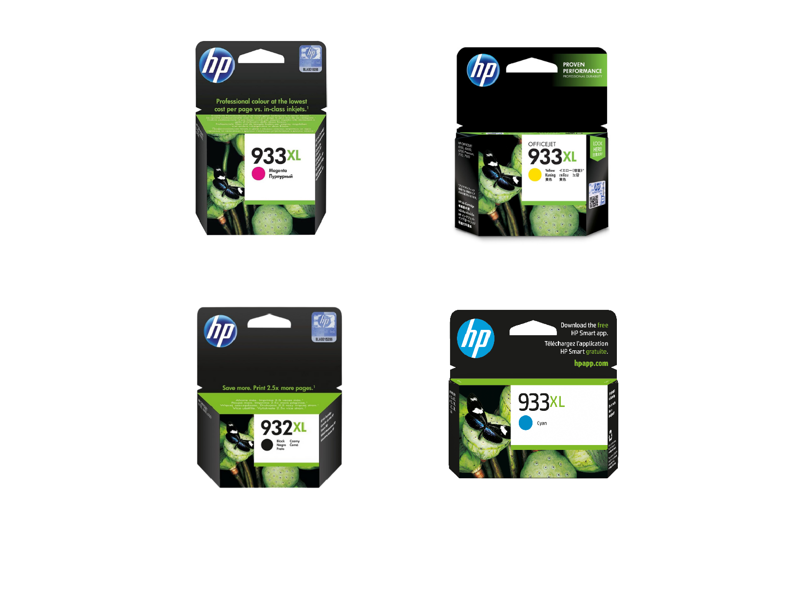 اتش بي 933XL و 932XL مجموعة خراطيش طباعة حبر أصلية (4 قطع متعدد الألوان)