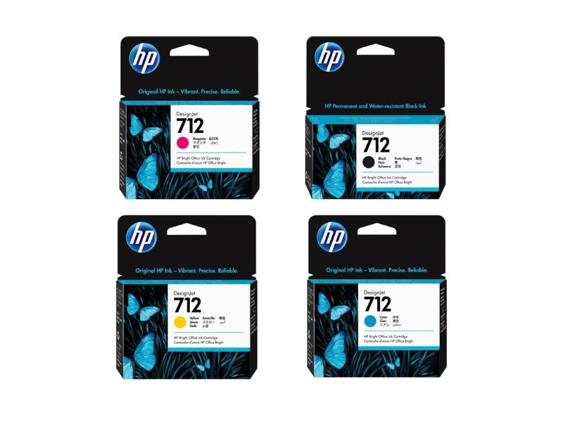 اتش بي 712 مجموعة خراطيش طباعة حبر أصلية (4 قطع متعدد الألوان)