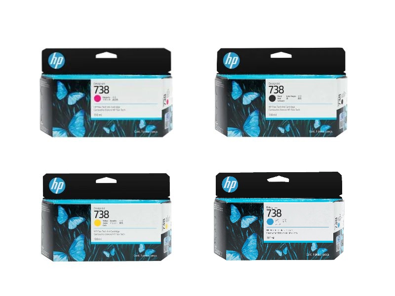 اتش بي 738 مجموعة خراطيش مسحوق حبر أصلية سعة 130 مل (4 قطع متعدد الألوان)
